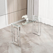 MLNshops Modern Glass Console Table with Chrome Frame
