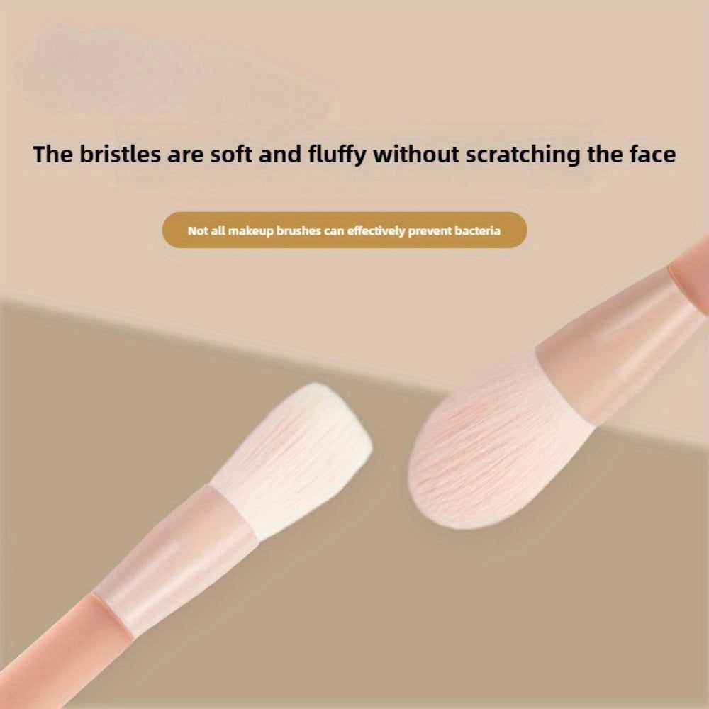 Close-up of soft, fluffy bristles on Mini Makeup Brush Set, designed for gentle application without scratching the face.