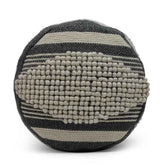 Round textured ball with black and beige stripes on a white background
