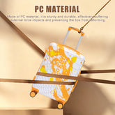 Orange and white patterned suitcase with &
