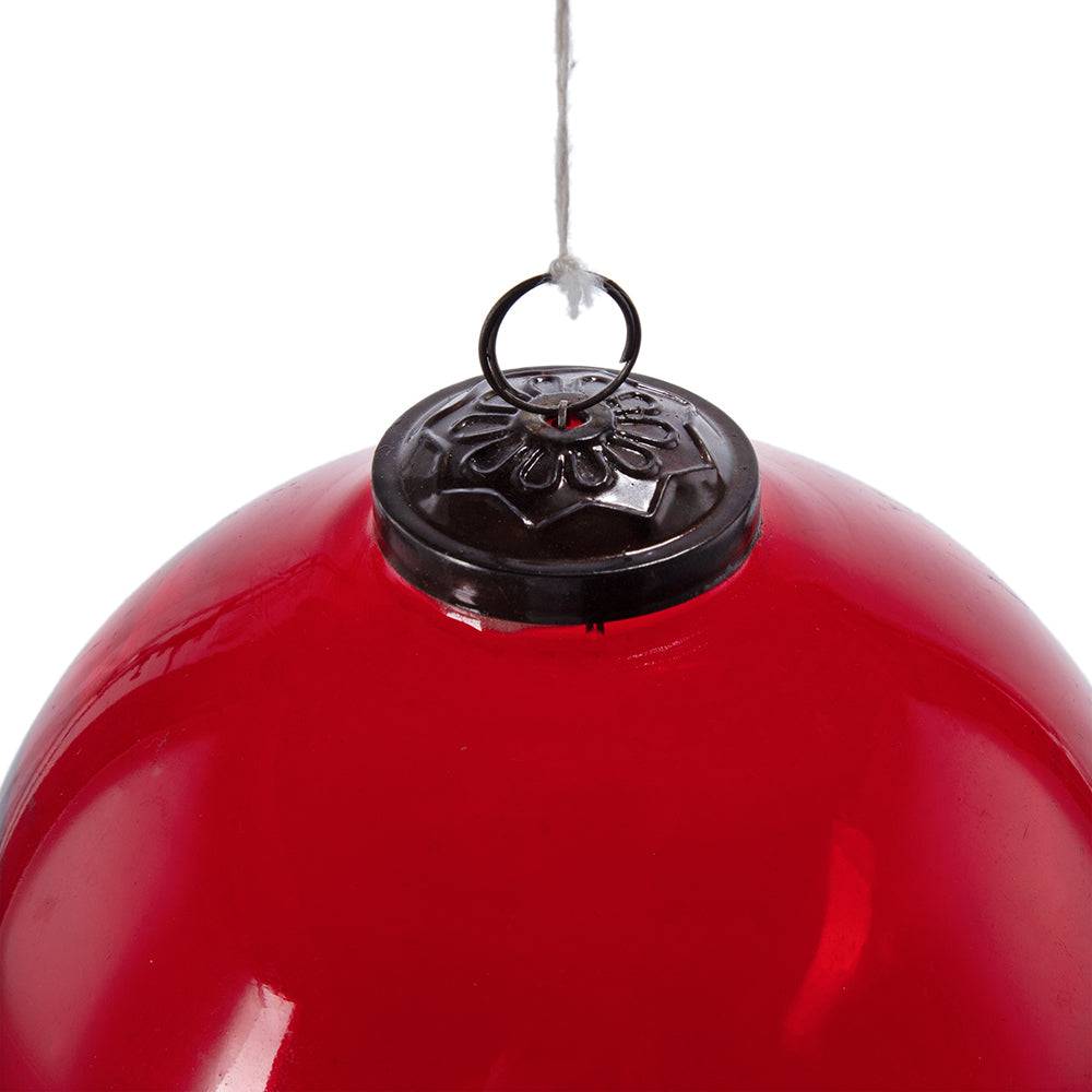 6' Red Glass Ornament, Decorative Hanging Ball Christmas Tree Ornaments for Holiday Party Decorations, Set of 3