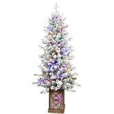 4 ft flocked Christmas tree with LED lights and glitter base