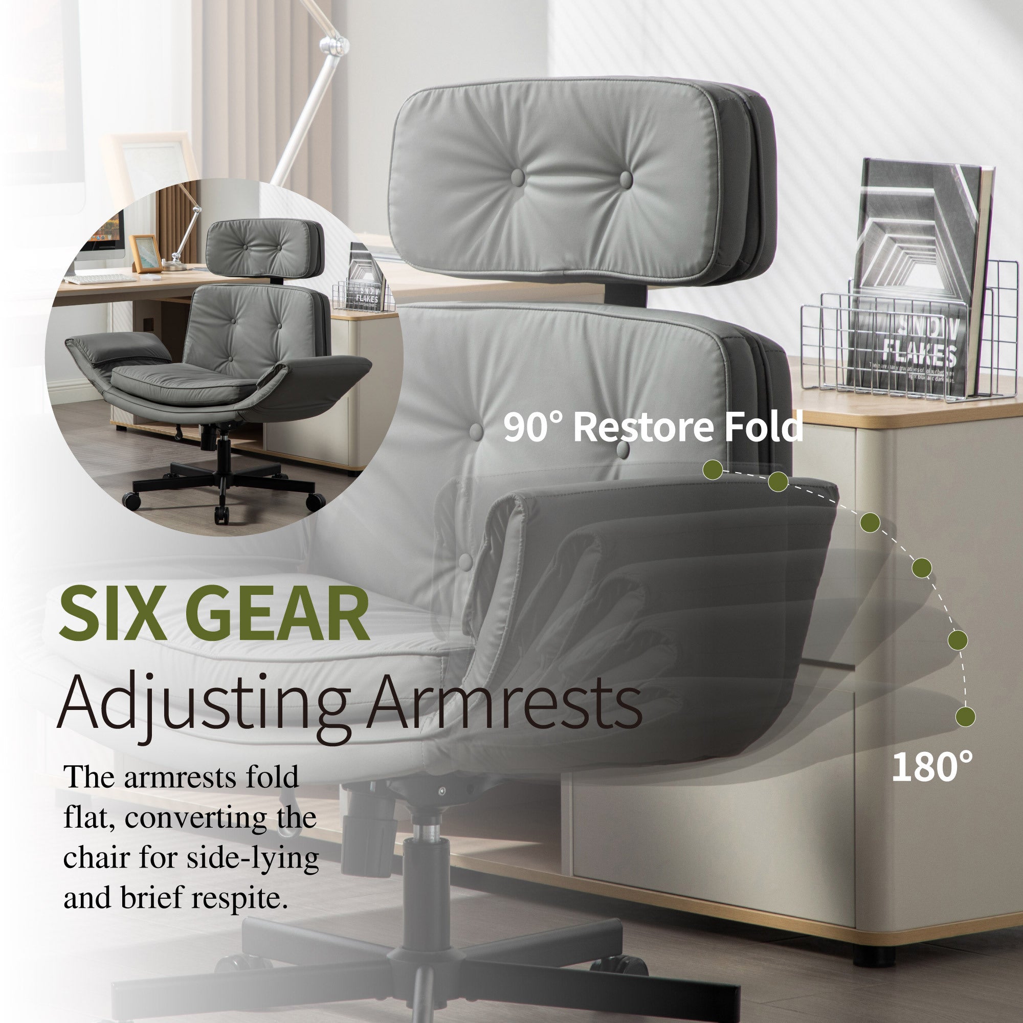Ergonomic chair with adjustable armrests in a modern office setting