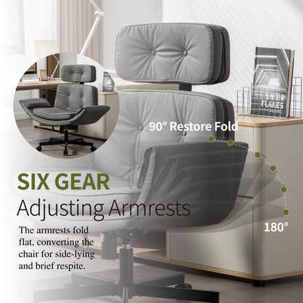 Ergonomic chair with adjustable armrests in a modern office setting