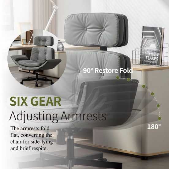 Ergonomic chair with adjustable armrests in a modern office setting