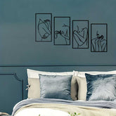Minimalist single line face wall art 4-pack for home decor
