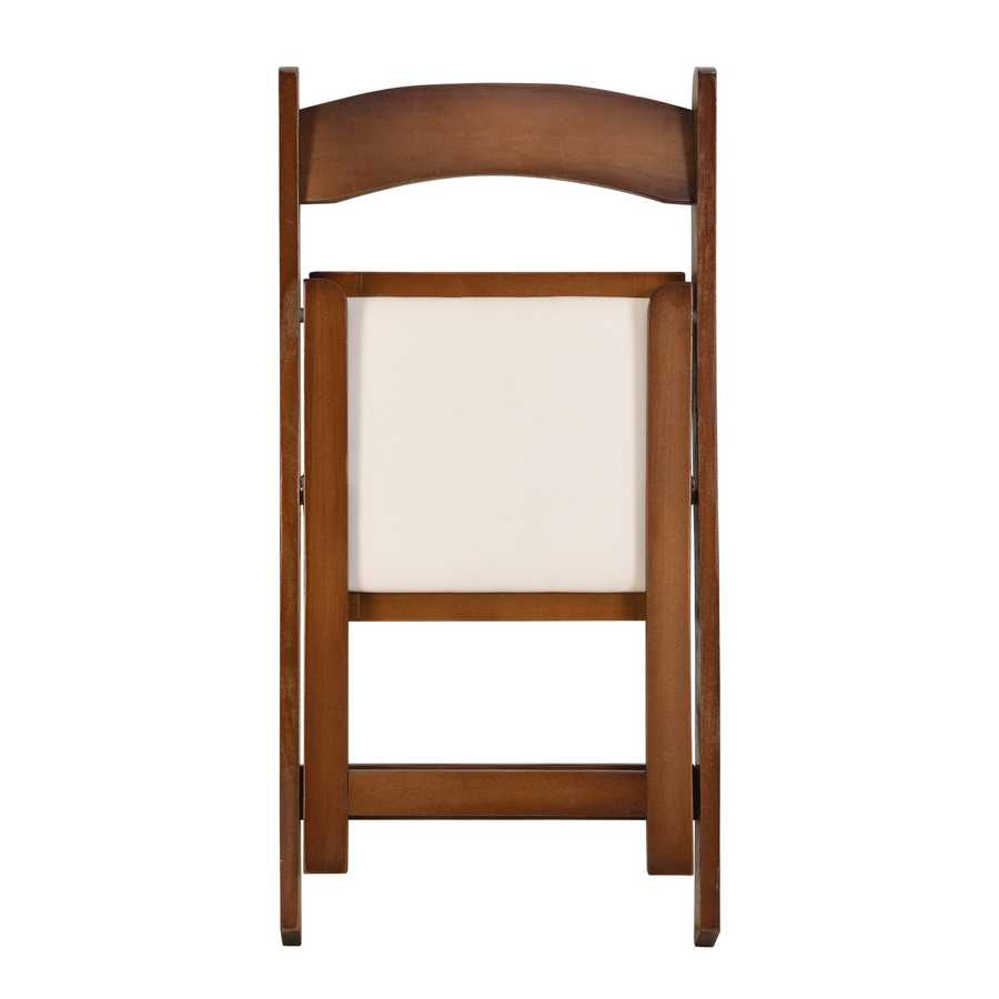 Solid Wood Upholstered Folding Chair Set - Space Saving & Easy to Carry - Walnut Shelf with Beige Cushion - 4PCS for Dining Room