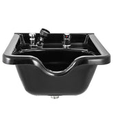 Black hair washing basin with faucet on a white background