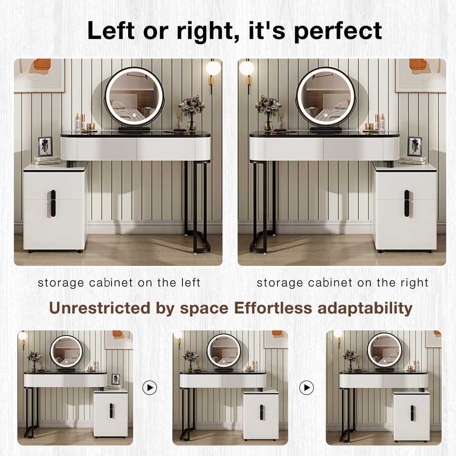 Modern Vanity Table with Storage | Adjustable Height, Multi-functional