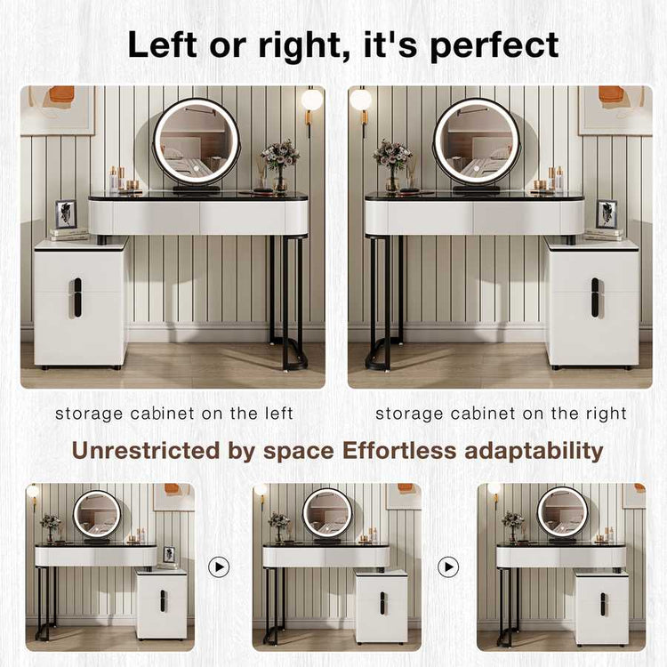 Modern Vanity Table with Storage | Adjustable Height, Multi-functional