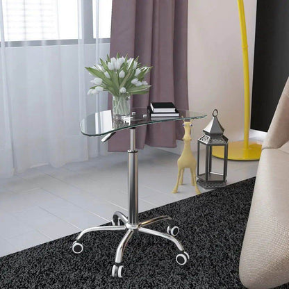 MLNshops Adjustable Glass Table with Wheels for Home Office - MLNshops