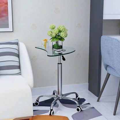 MLNshops Adjustable Glass Table with Wheels for Home Office - MLNshops