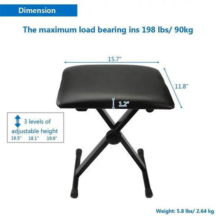 MLNshops Adjustable Piano Bench - Folding Design & Comfort