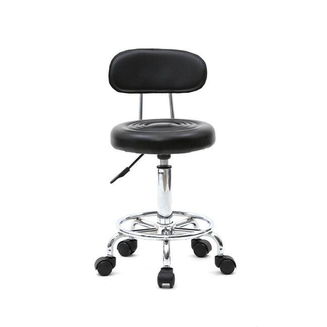 Adjustable Salon Stool with Backrest, Rolling Chair Default Title