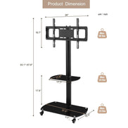 MLNshops Adjustable TV Stand Black Tempered Glass