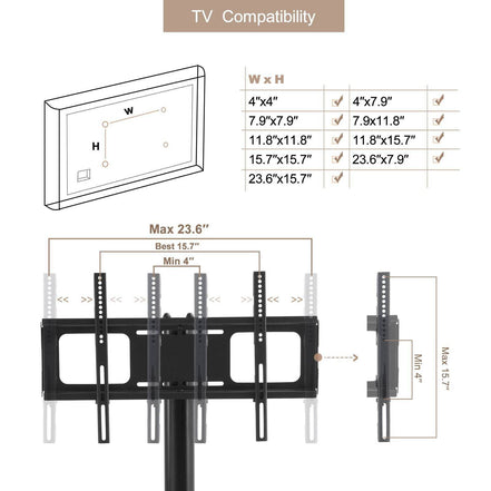 MLNshops Adjustable TV Stand Black Tempered Glass
