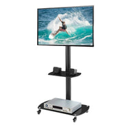 MLNshops Adjustable TV Stand Black Tempered Glass