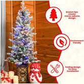 Flocked Christmas tree with LED lights feature highlights