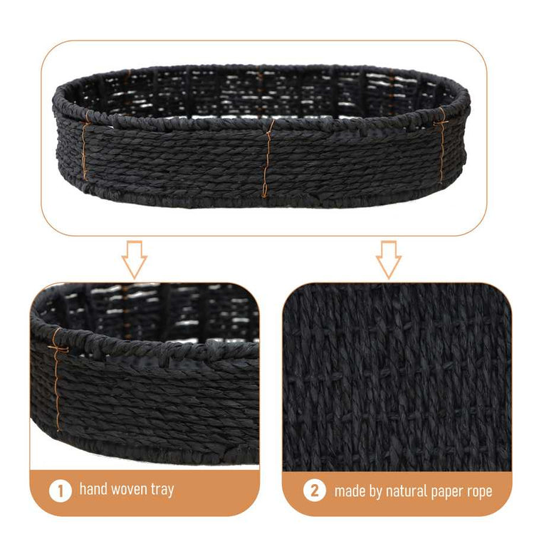 Modern 3-Tier Handwoven Side Table with Oval Organizer