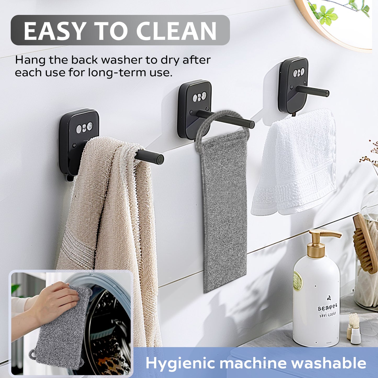 Premium Bamboo Fiber Exfoliating Body Scrubber Towel – Deep Clean & Gentle Exfoliation for Smooth Skin-Beige