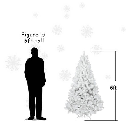 4ft White Christmas Tree with Memory Wire, 328 Tips Hinged Artificial PVC Tree, Easy Assembly Holiday Xmas Tree for Indoor Decor (Ornaments Not Included)