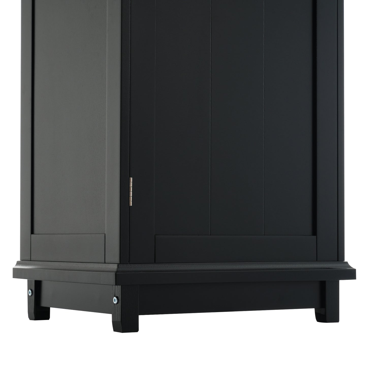 63" Tall Bathroom Storage Cabinet with Glass Doors, Free-Standing, Two Drawers, and Adjustable Shelves, MDF Board, Painted Black