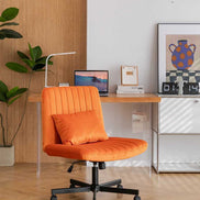Orange Velvet Office Chair styled in a contemporary workspace, combining comfort and elegance for home office decor.