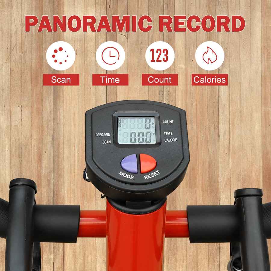 Red stair stepper with dual hydraulic system, high loading capacity, and stable design suitable for indoor cardio workouts