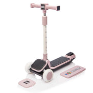 Pink buildable scooter with flashing wheels for kids