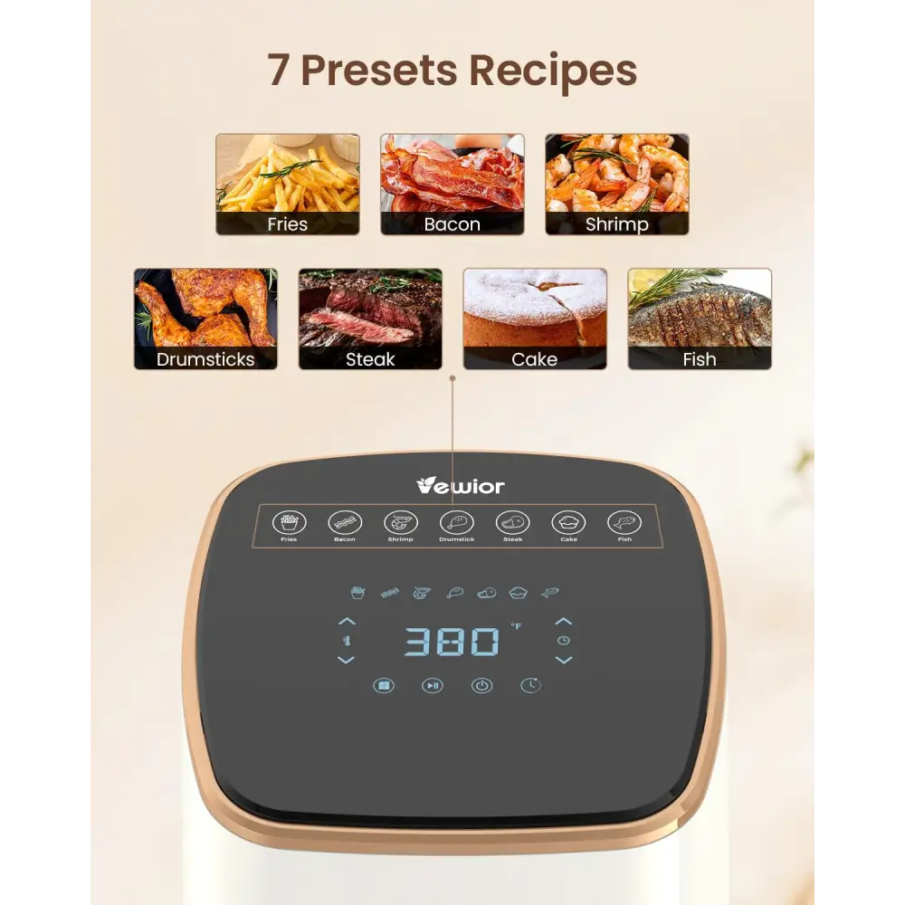 Air Fryer, VEWIOR 5.3Qt Air fryer with Viewing Window, 7 Custom Presets Large Air Fryer Oven with Smart Digital Touchscreen MLNshops]