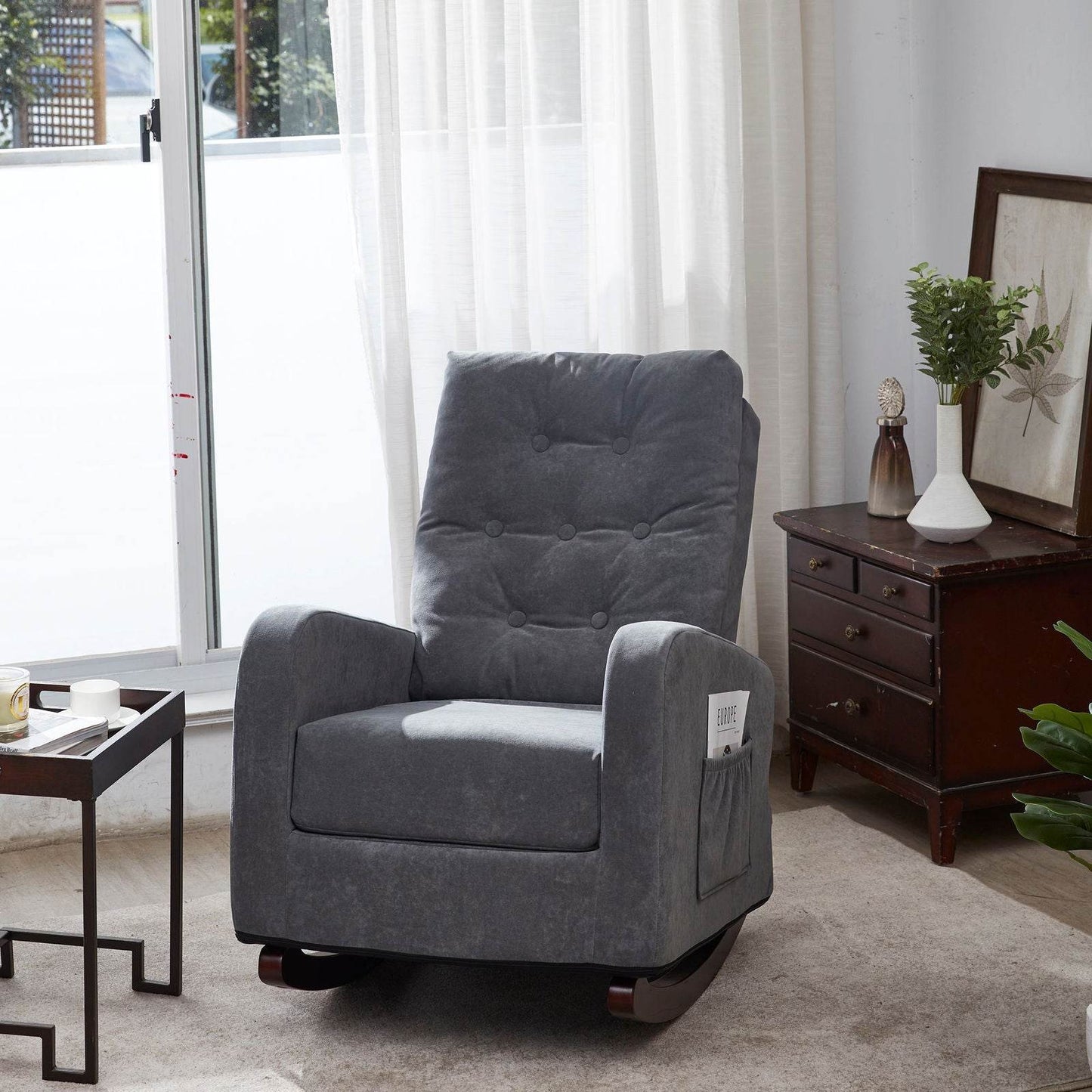MLNshops Antique Gray Recliner Armchair for Comfort