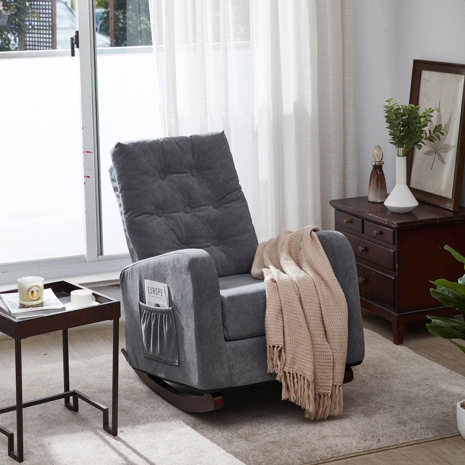 MLNshops Antique Gray Recliner Armchair for Comfort