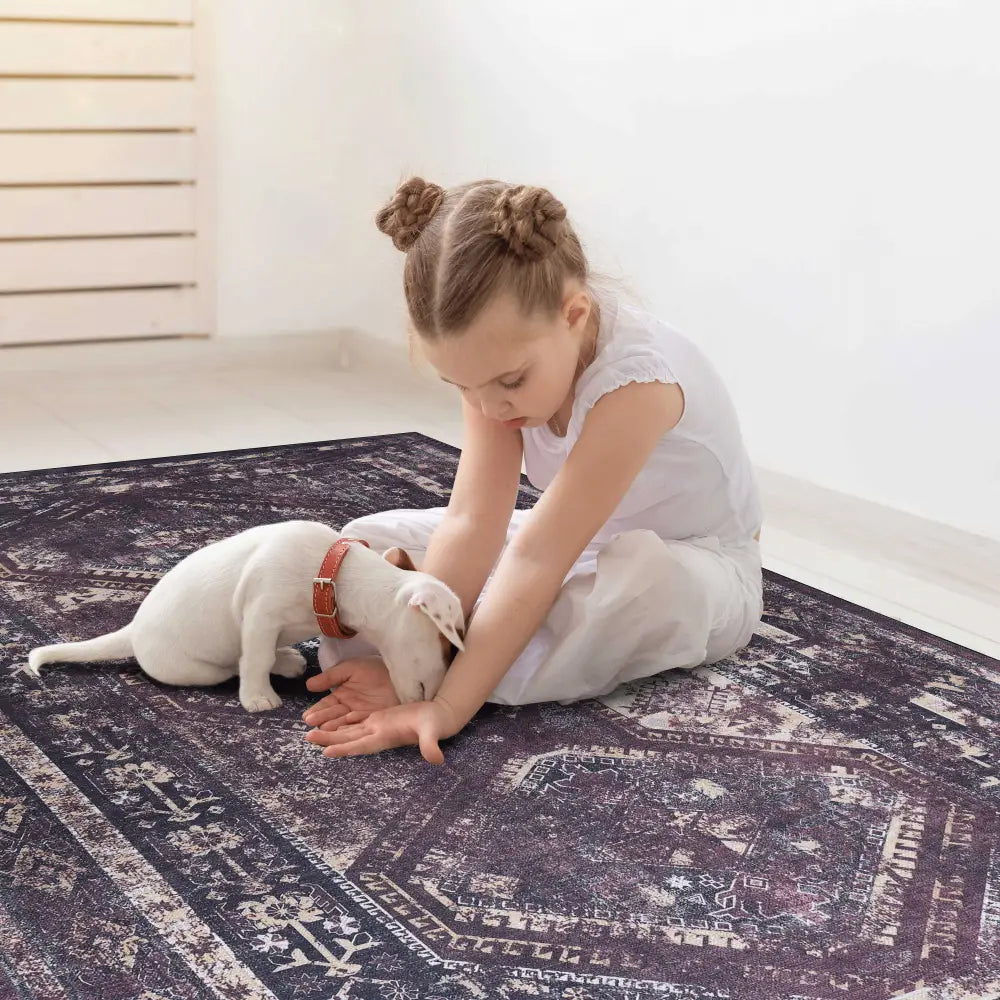 Area Rugs, Washable Rug, Low-Pile, Non-Slip, Non-Shedding, Foldable, Kid&Pet Friendly - Area Rugs for living room, bedroom, kitchen, dining room 2'6'' x 10') MLNshops]