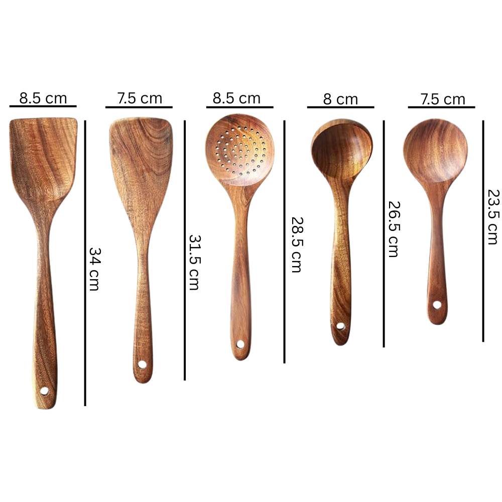 MLNshops teak wood kitchen utensils set - Durable Spoons