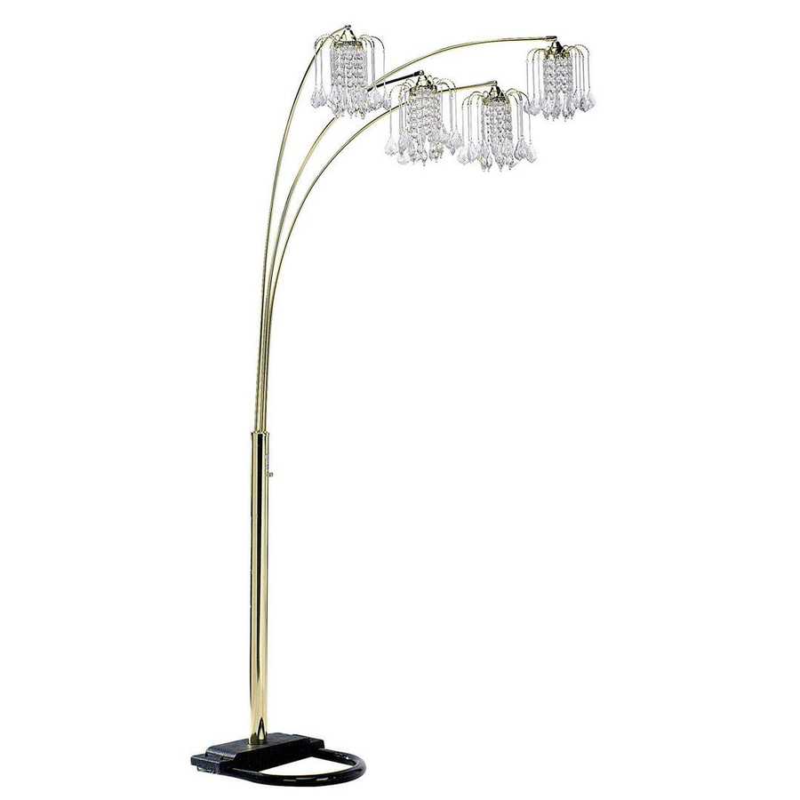 Arc floor lamp with crystal-like lampshades on a white background