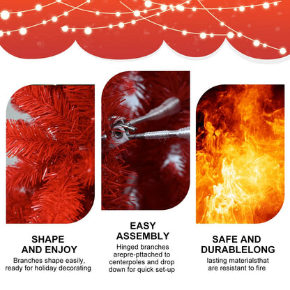 6ft Red Christmas Tree: Vibrant Holiday Decor with 804 Tips