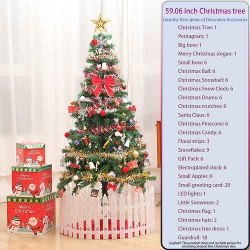 5 ft Christmas tree with ornaments and feature list