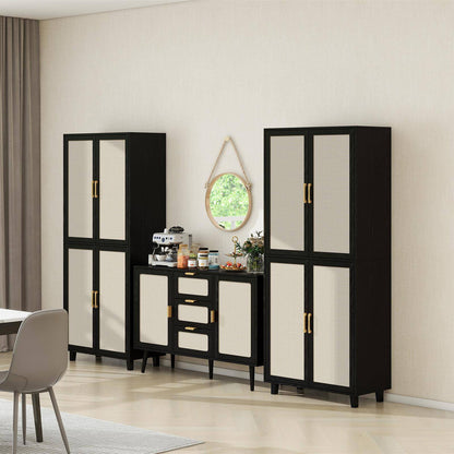 4 Door Cabinet, with 4 Adjustable Inner Shelves, Storage Cabinet