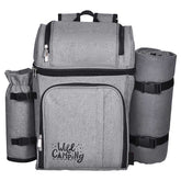 Grey picnic backpack with cooler compartment for 4