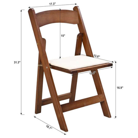 Solid Wood Upholstered Folding Chair Set - Space Saving & Easy to Carry - Walnut Shelf with Beige Cushion - 4PCS for Dining Room