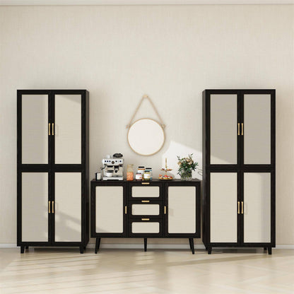 4 Door Cabinet, with 4 Adjustable Inner Shelves, Storage Cabinet