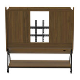 Back view of Adjustable Mobile TV Stand with Mount - Adjustable Cart showing cable management hole and sturdy frame.
