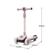 Pink kids' scooter with adjustable height and colorful building blocks