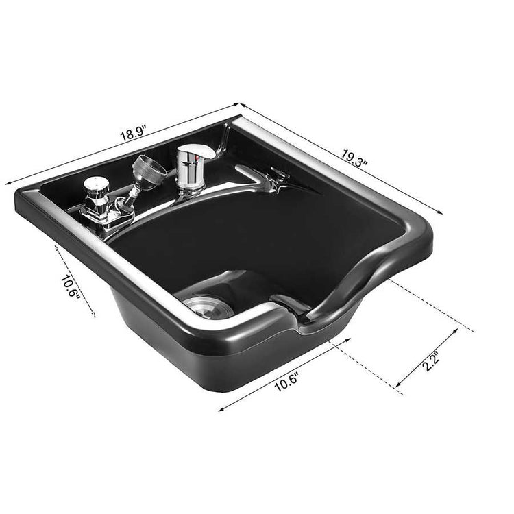 Shampoo Bowl Sink Black ABS Plastic