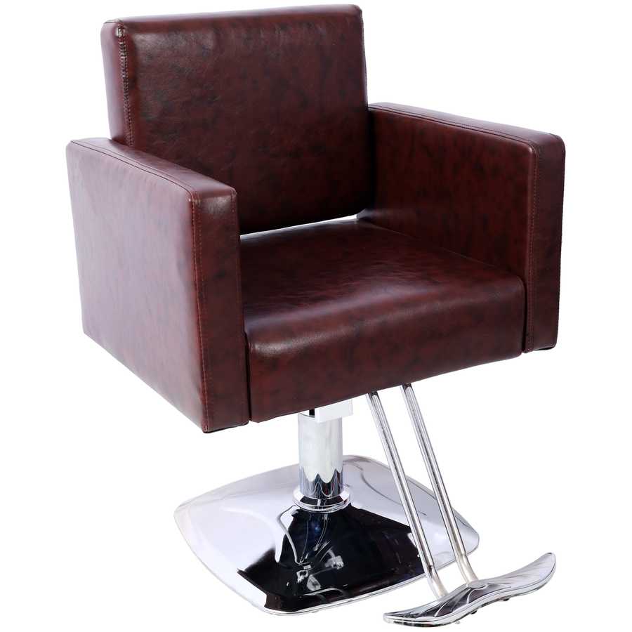 Salon Chair 360° Swivel - Heavy Duty for Stylists | PU Leather in dark brown with chrome base, ideal for professional hair salons.
