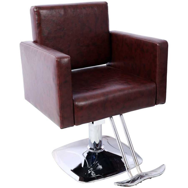 Salon Chair 360° Swivel - Heavy Duty for Stylists | PU Leather in dark brown with chrome base, ideal for professional hair salons.