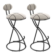 Upholstered Bar Stools Set of 2 Striped Counter Height Barstools Modern Velvet Dining Chairs for Kitchen Island, Living Room (Black & Stripe)