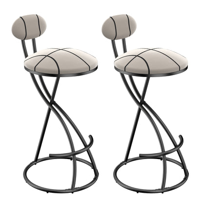 Upholstered Bar Stools Set of 2 Striped Counter Height Barstools Modern Velvet Dining Chairs for Kitchen Island, Living Room (Black & Stripe)