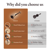 Professional 4/4 Full-Size Violin - Premium Sound, Durable & Lightweight Design with Complete Accessories, Exquisite Handcrafted Finish, Ideal Unique Gift for Musicians