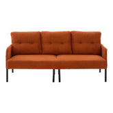Orange sofa with a textured fabric on a white background